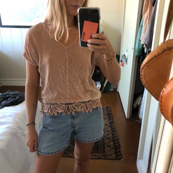 Pink velvet lace blouse by York Street - Picture 5 of 5